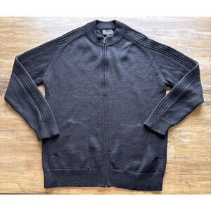 Leo Peressi 100% Alpaca Zip Cardigan Jacket Men’s L Black Saddleback Knit